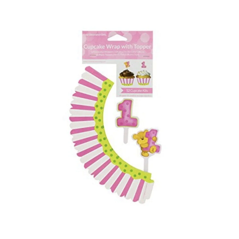 12 Bears 1st Birthday Cupcake Wrap with Topper‎ Decorations Party Supplies